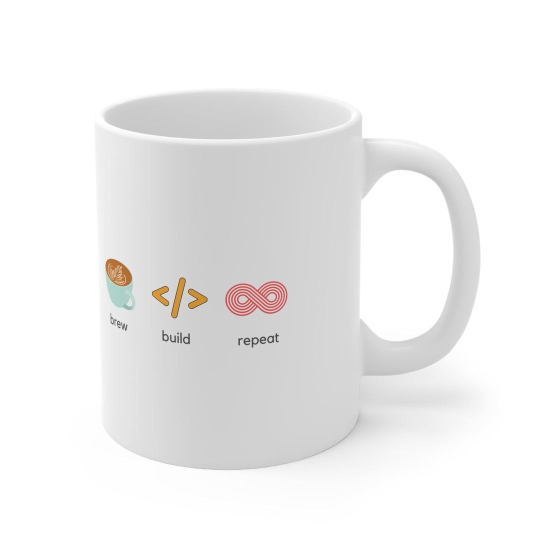 Brew, Build, Repeat | White Ceramic Mug