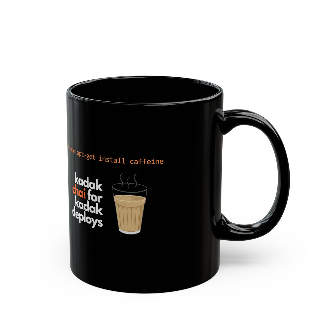 Kadak Chai for Kadak Deploys | Black Ceramic Mug