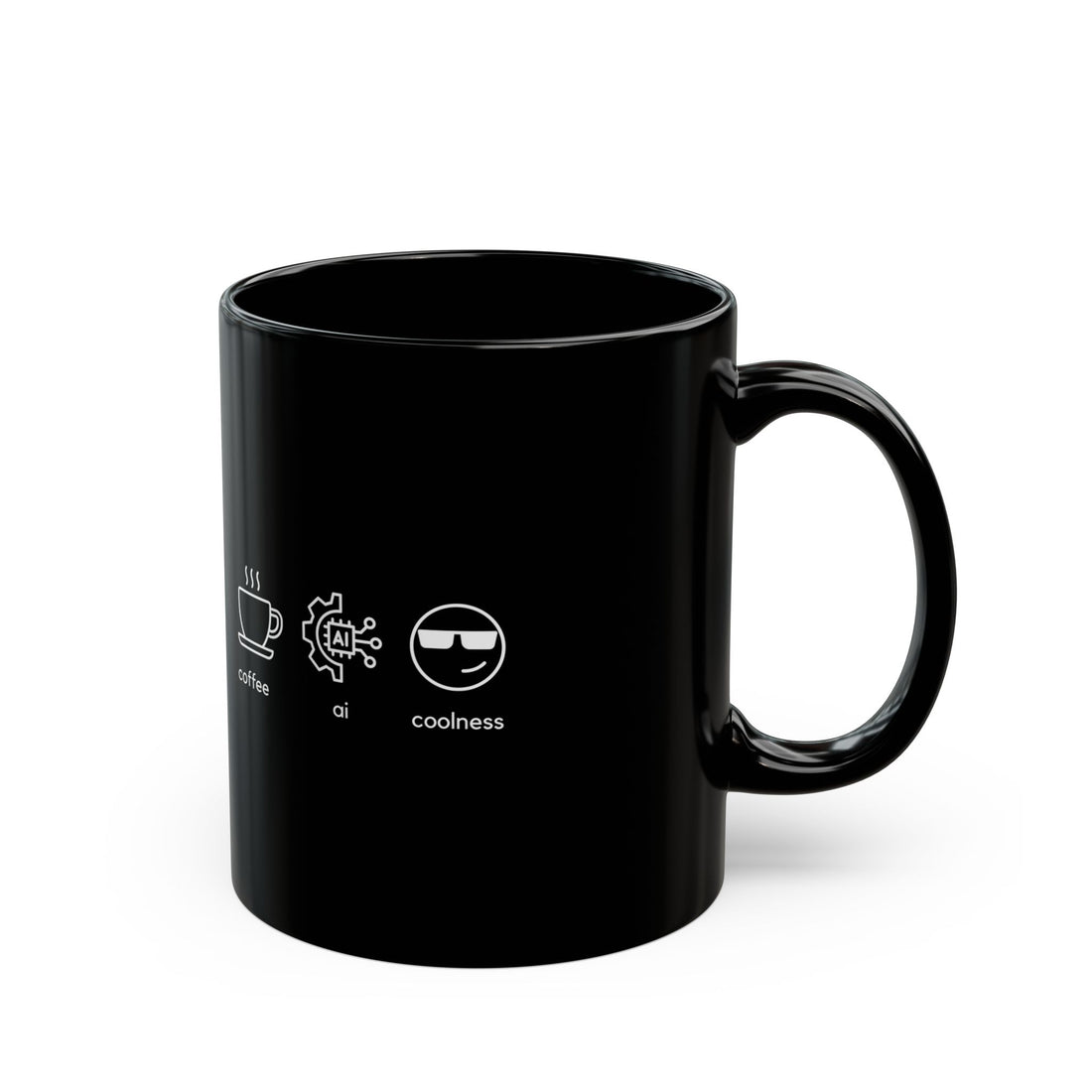 Coffee, AI, Coolness | Black Ceramic Mug