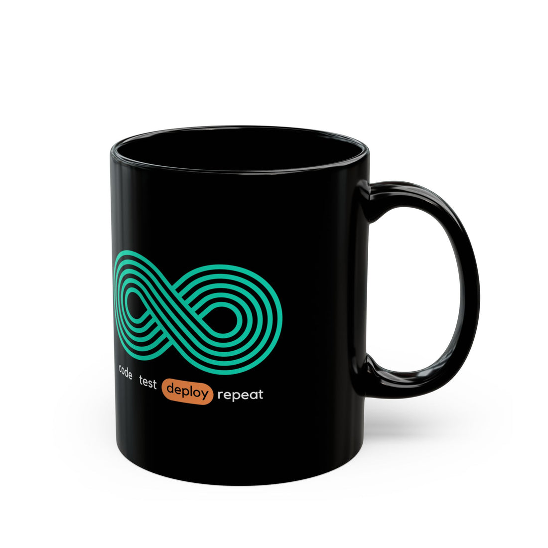 DevOps Infinity Loop | Black Ceramic Mug