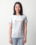 Brew Build Repeat in Ash on Bella+Canvas 3001, worn by Sophie. AI-generated model.