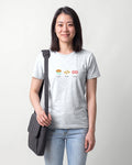 Brew Build Repeat in Ash on Bella+Canvas 3001, worn by Sophie. AI-generated model.