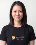 Brew Build Repeat in Black on Bella+Canvas 3001, worn by Sophie. AI-generated model.