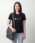 Brew Build Repeat in Black on Bella+Canvas 3001, worn by Sophie. AI-generated model.