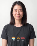 Brew Build Repeat in Dark Grey Heather on Bella+Canvas 3001, worn by Sophie. AI-generated model.