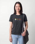 Brew Build Repeat in Dark Grey Heather on Bella+Canvas 3001, worn by Sophie. AI-generated model.