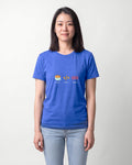 Brew Build Repeat in Heather True Royal on Bella+Canvas 3001, worn by Sophie. AI-generated model.