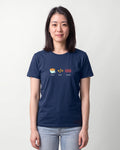 Brew Build Repeat in Navy on Bella+Canvas 3001, worn by Sophie. AI-generated model.