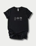 Coffee Ai Coolness in Black on Bella+Canvas 3001, laid flat.