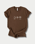 Coffee Ai Coolness in Brown on Bella+Canvas 3001, laid flat.