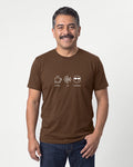 Coffee Ai Coolness in Brown on Bella+Canvas 3001, worn by Mateo. AI-generated model.