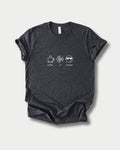 Coffee Ai Coolness in Dark Grey Heather on Bella+Canvas 3001, laid flat.