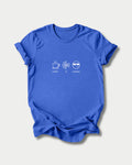 Coffee Ai Coolness in Heather True Royal on Bella+Canvas 3001, laid flat.