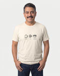 Coffee Ai Coolness in Natural on Bella+Canvas 3001, worn by Mateo. AI-generated model.