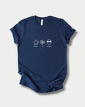 Coffee Ai Coolness in Navy on Bella+Canvas 3001, laid flat.