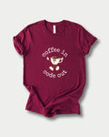 Coffee In Code Out in Maroon on Bella+Canvas 3001, laid flat.