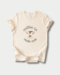 Coffee In Code Out in Natural on Bella+Canvas 3001, laid flat.