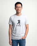 IaC Ninja in Ash on Bella+Canvas 3001, worn by Kenji. AI-generated model.