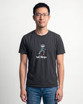 IaC Ninja in Dark Grey Heather on Bella+Canvas 3001, worn by Kenji. AI-generated model.