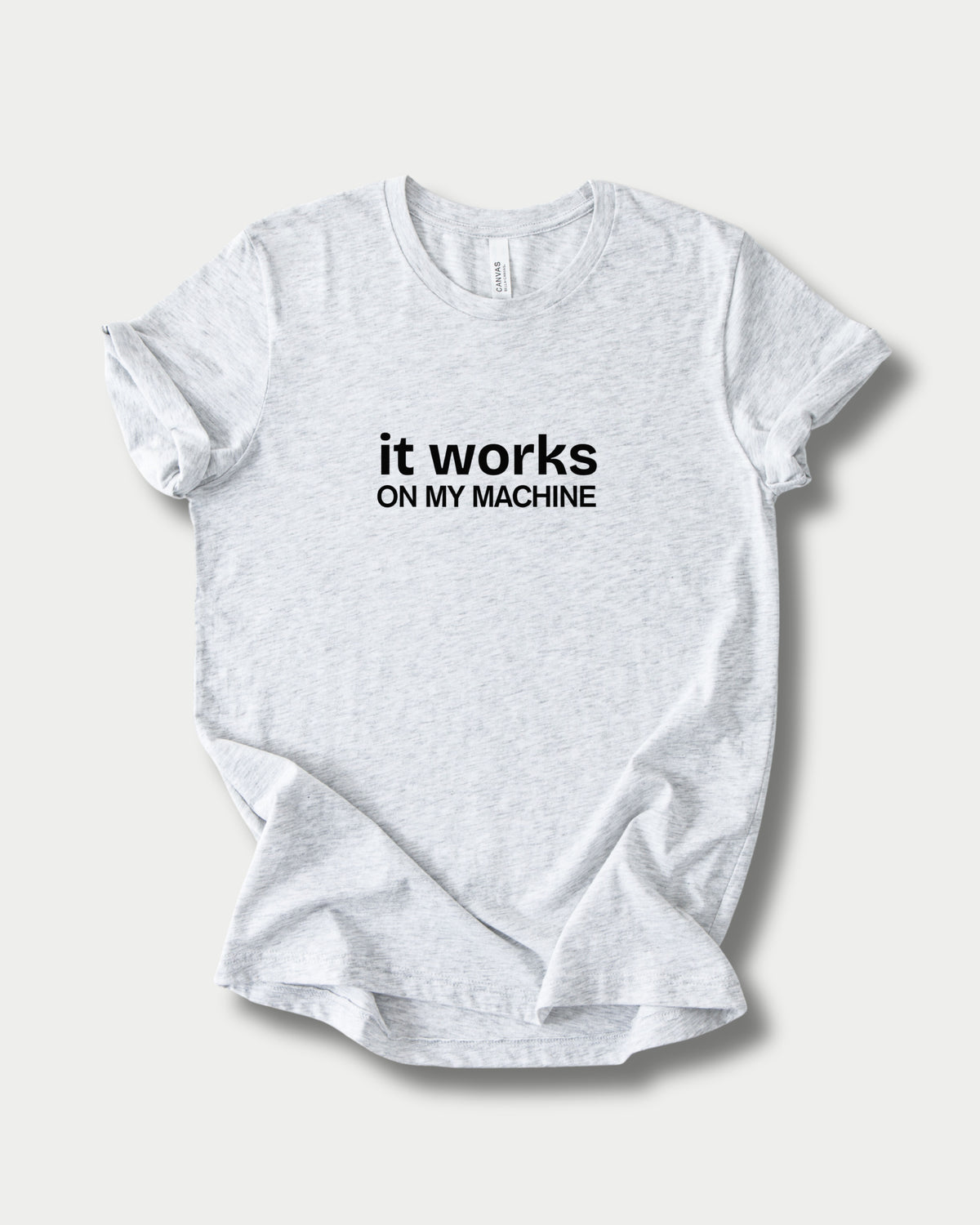 It works on my machine in Ash on Bella+Canvas 3001, laid flat.
