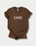 It works on my machine in Brown on Bella+Canvas 3001, laid flat.