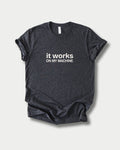 It works on my machine in Dark Grey Heather on Bella+Canvas 3001, laid flat.