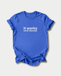 It works on my machine in Heather True Royal on Bella+Canvas 3001, laid flat.