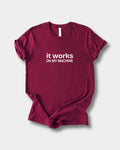 It works on my machine in Maroon on Bella+Canvas 3001, laid flat.