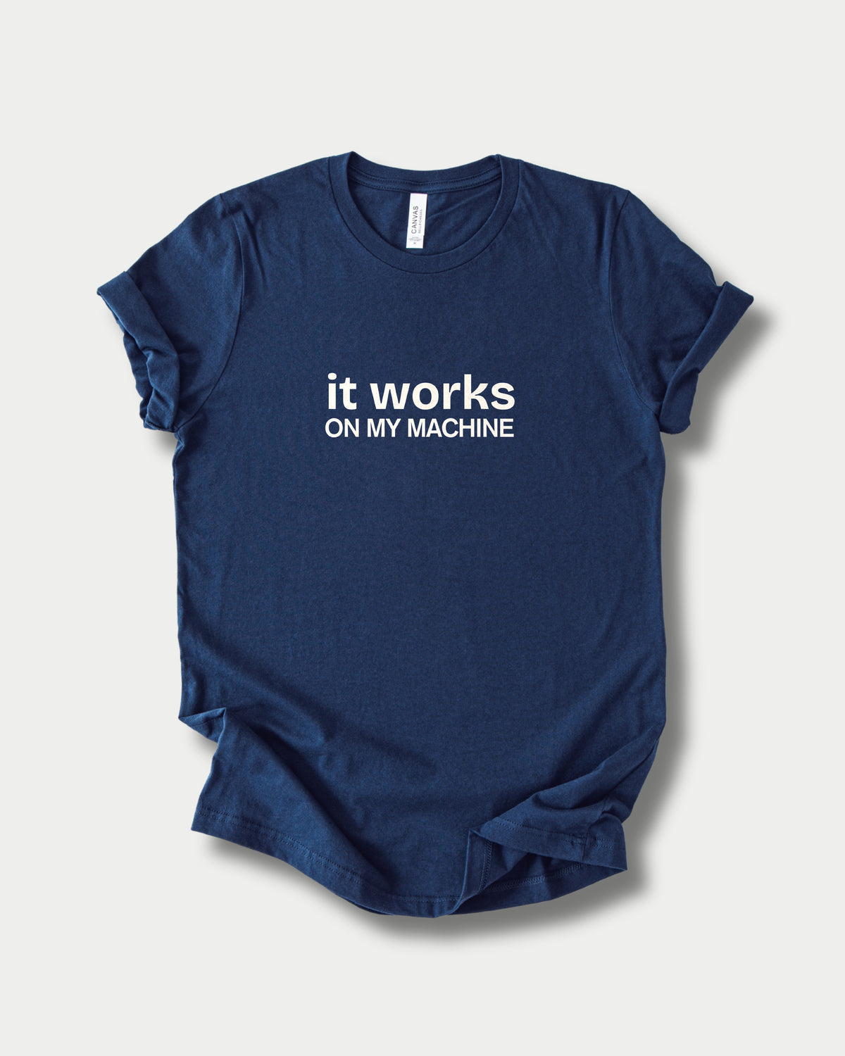 It works on my machine in Navy on Bella+Canvas 3001, laid flat.